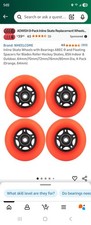 Inline Skate Wheels with Bearings ABEC-9 and Floating Spacers 72mm, Orange