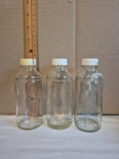 5" Clear Glass Liquor Bottle With Cap Set Of 3