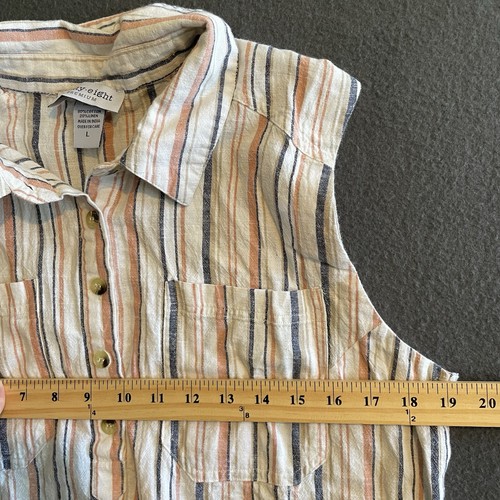 Eighty Eight Premium Dress Women’s Size L Striped Cotton Linen Belted Sleeveless - Picture 15 of 24