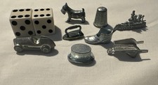 Vintage Monopoly Metal Game Pieces Replacement Tokens Lot of 8 And Two Dice