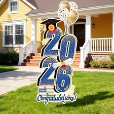 2026 Graduation Decorations Yard Sign, 3.5 FT Tall Class of 2026 Congrats Gra...