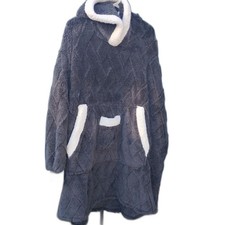 Oversized Fleece And Sherpa Wearable Hooded Blanket For Adults. Black Cozy