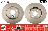 2X Trw Bremsscheibe DF4799 FüR Mini Clubvan R57 R56 Clubman R55 R59 R58 Roadster