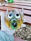 Vintage MCM Murano Handblown Glass Owl Head Figurine Paperweight Made In Italy