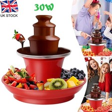 Electric Chocolate Fountain 3 Tier Fondue Dip Machine & Food Tray UK