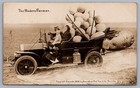 The Modern Farmer Exaggeration RPPC Brass Era Car Huge Eggs Potato Postcard N15