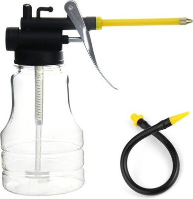 QWORK  250 ml Ölkanne mit Pumpe transparent Schmieröl Ausguss flexibel