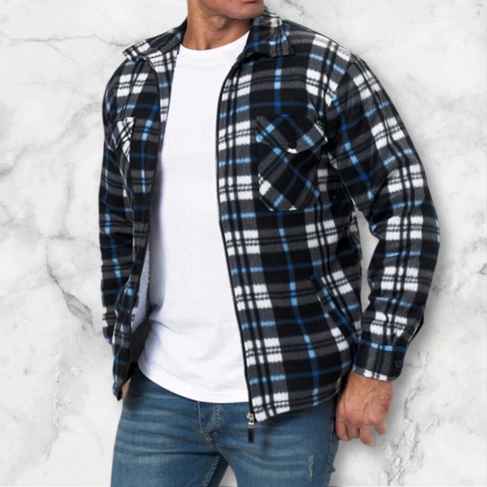 Holzfäller Arbeitsjacke Outdoor Hemd  Thermo Flanell Winter Fleece Gefüttert - Bild 4 von 4