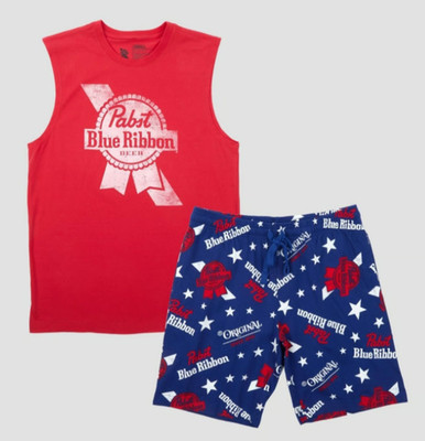 NEW Pabst Blue Ribbon Men's 2 Piece Americana Tank Top with Shorts Size XL