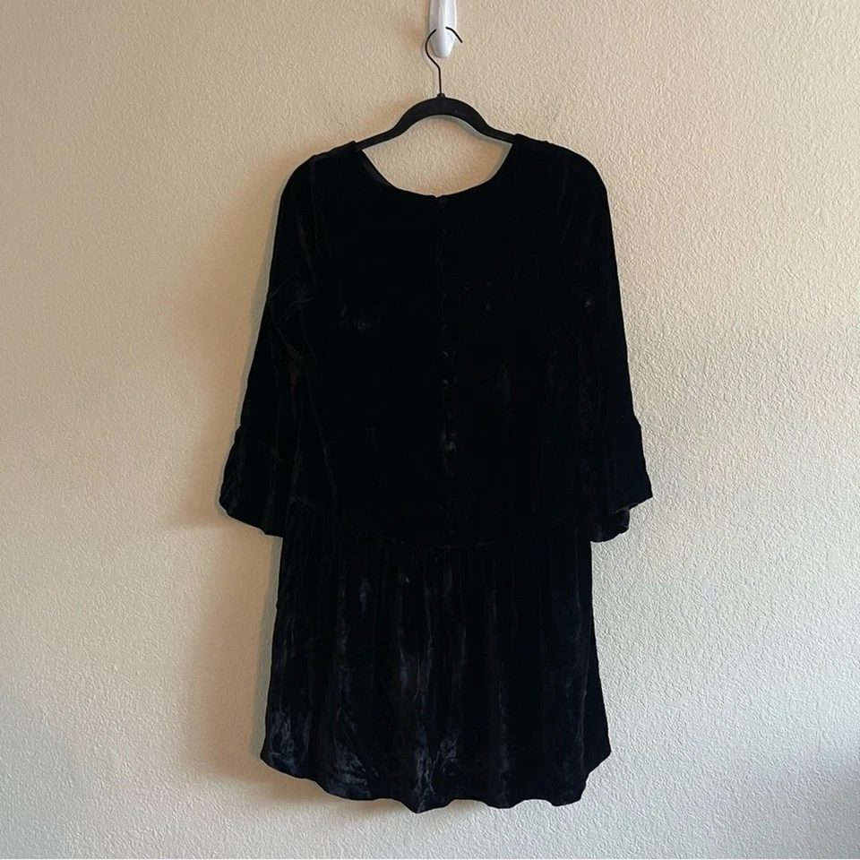 Madewell Velvet Bell Sleeve Dress Mini Babydoll Silk Blend Women’s Size Small - Image 3 of 4