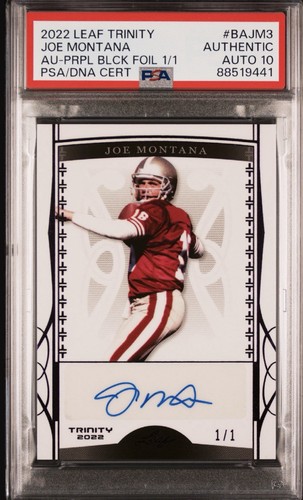POP 1🔥2022 Leaf Trinity JOE MONTANA Purple Black Foil 1/1🔥AUTO 