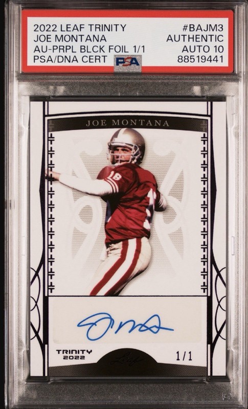 POP 1🔥2022 Leaf Trinity JOE MONTANA Purple Black Foil 1/1🔥AUTO