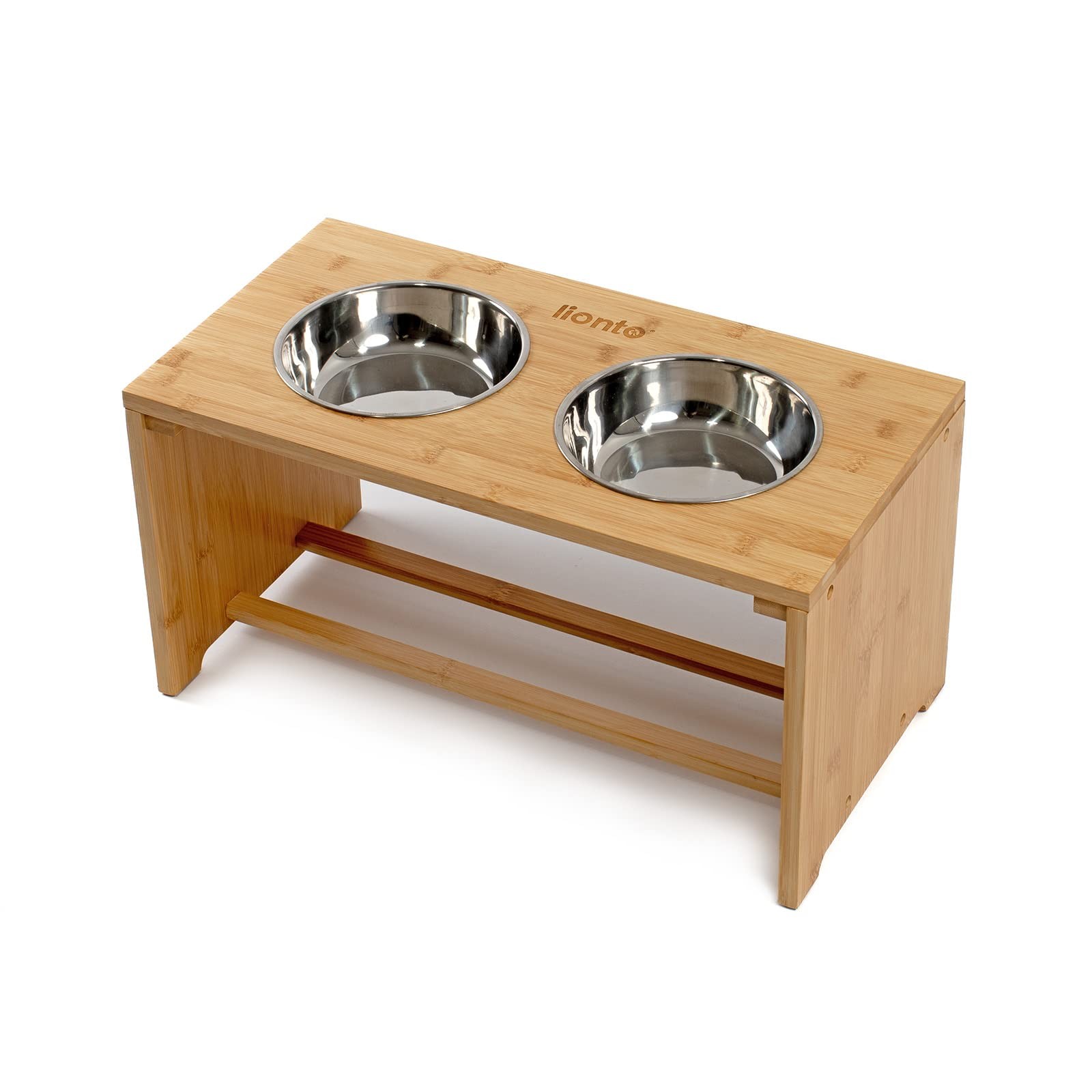 lionto Ciotole Rialzate in Bambù per Cani - Set Ergonomico Professionale