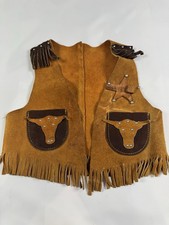 JOHN R. CRAIGHEAD Child's Western VEST Genuine Suede Leather Metal Small Sheriff