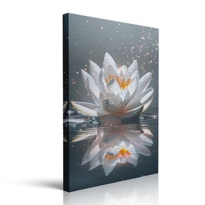 Zen Meditation Lotus Floral Picture Wall Decor Framed Plant Flower Canvas Wal...