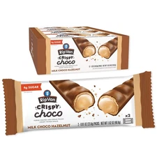 Low Sugar Milk Chocolate Hazelnut Wafer Bars - 12 Pack Snack
