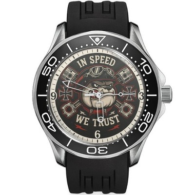 Bulldog Biker Motiv In Speed We Trust Silikon Armbanduhr