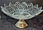 Federal Glass Pedestal Compote w/Petal Leaves, Starburst, Metal Base, Beautiful