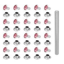 100pcs Crystal Rivets 6mm Rhinestone Stud with Installation Tool, Silver Pink