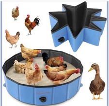 HUMUMU Chicken Dust Bath Tub 32'' D  8'' H , Foldable Design, Extra-Tough PVC