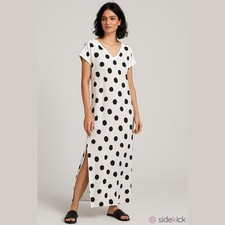 Women's Noracora Polka Dot Maxi Dress White/Black Size XL