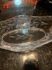 ANTIQUE  ELABORATELY ETCHED FLOWERS  GLASS DISH.  OBLONG SHAPE. EARLY 1900'S.  — photo 5