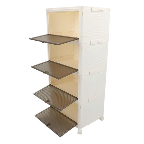 Folding Shoe Storage Box Transparent 4 Layer Large Capacity Organizer with - Picture 9 of 12