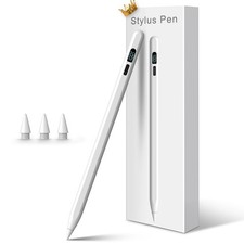 Pencil for iPad 2026-2018, LED Display Fast Charge Stylus Pen Silver White