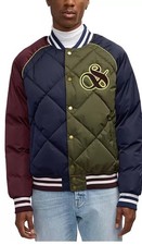 398 Scotch Soda Men S Yrachie Color Block Quilted Varsity Bomber Jacket Blue