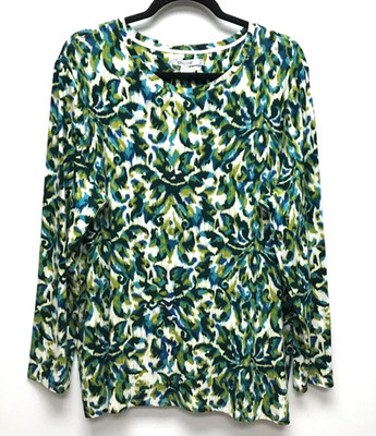 Chicos Touch of Cool Ikat Layering Tee Abstract Print Long Sleeve Top 2XL NWT