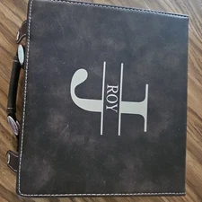 POKER CHIP CASE with CARDS, DICE, and CHIPS BROWN LEATHERETTE