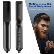 Pro Beard Straightener Brush for Men Ceramic & Ionic Hair Anti-Scald Heated Comb