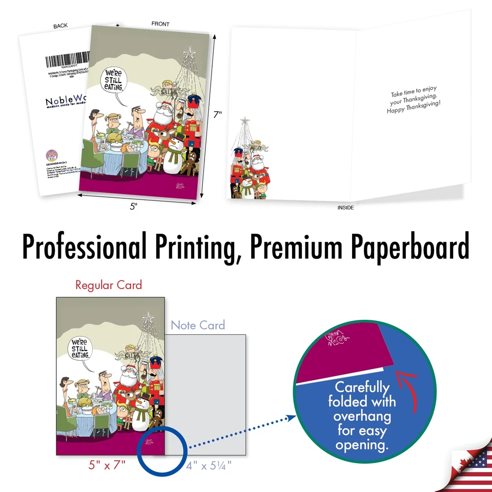12 divertidas tarjetas de Acción de Gracias con sobres (1 diseño, 12 cada una) - Todavía comiendo Foto 3 de 4