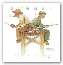 FISHING ART PRINT Lazy Days Norman Rockwell
