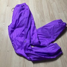 VINTAGE Nike Pants Women Size Large Purple Swoosh Pull On Windbreaker 90s Track