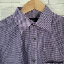 Mens F F Dress Shirt Purple Neck 15.5 Check Long Sleeved Medium Chest 40 Formal