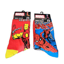 2 Pair Sock Combo Pair of Iron man, a Pair of Spider-Man Socks Size 9-13 Adult