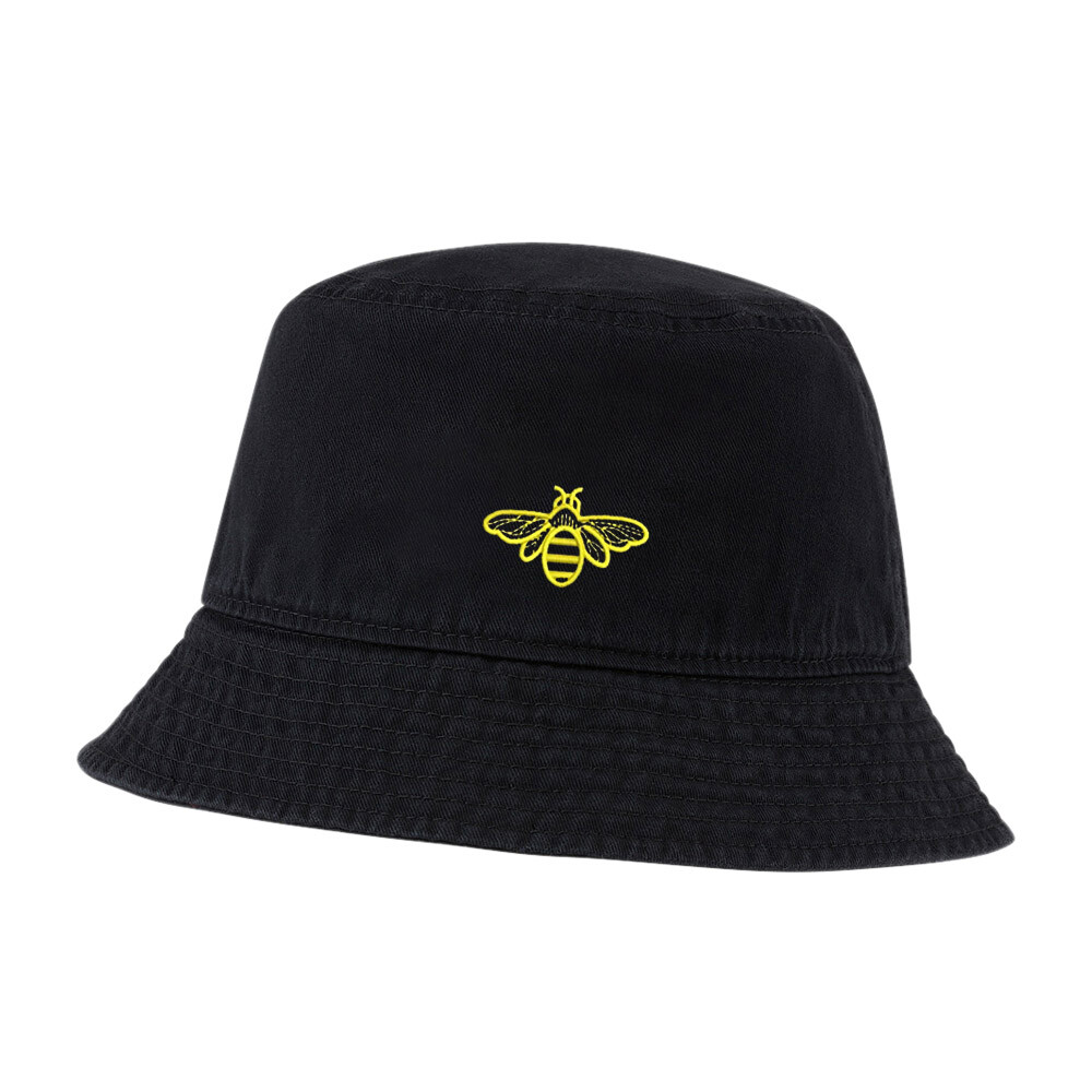Bee Embroidered Cotton Unisex Bucket Hat for Men & Women-image