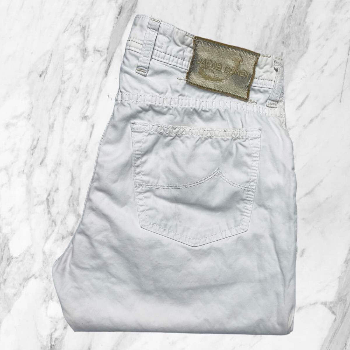 SALE❗JACOB COHËN 688 WHITE JEANS Jacob Cohen Pants Men's 35 White Button Fly Cotton Jeans
