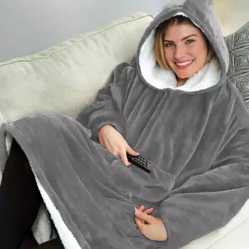 Plush Warm Blanket Hoodie Ultra Comfy Giant Sweatshirt Fleece With Hooded Unisex