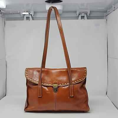 Patricia Nash Verbania Satchel Brown Leather Shoulder Bag