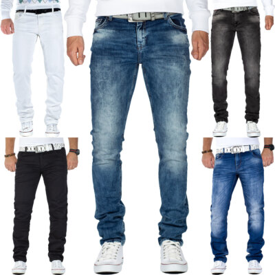 Cipo & Baxx Herren Slim-Fit Jeans Freizeit Denim Streetwear Used-Look Übergroßen