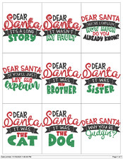 DEAR SANTA QUOTES EMBROIDERY MACHINE DESIGNS PES USB DRIVE
