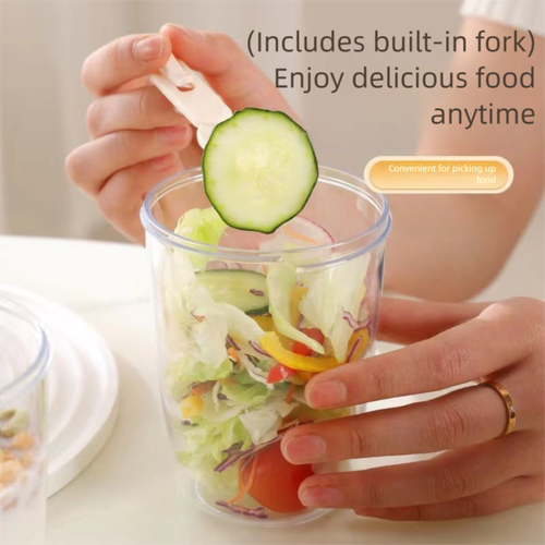 with Fork Plastic Fruit Cup Cylindrical Shape Portable Lunch Box Kitchen Use - Picture 11 of 16