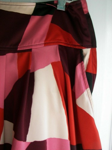 H&M Womens Red Blocked Swing Skirt W/Pockets Lined Size 6 - Photo 2/8