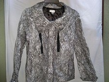 Chico's Women's Casual Black White Animal Print Lightweight Jacket Size 1