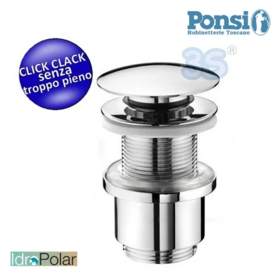 PILETTA A MOLLA CLIC CLAC POP UP 1"1/4 SENZA TROPPO PIENO LAVABO BIDET PONSI