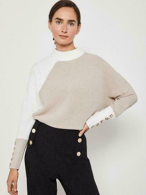 mint velvet grey blocked cowl neck jumper