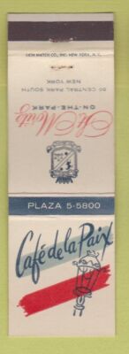 Matchbook Cover - Cafe De la Paix Hotel St Moritz New York City