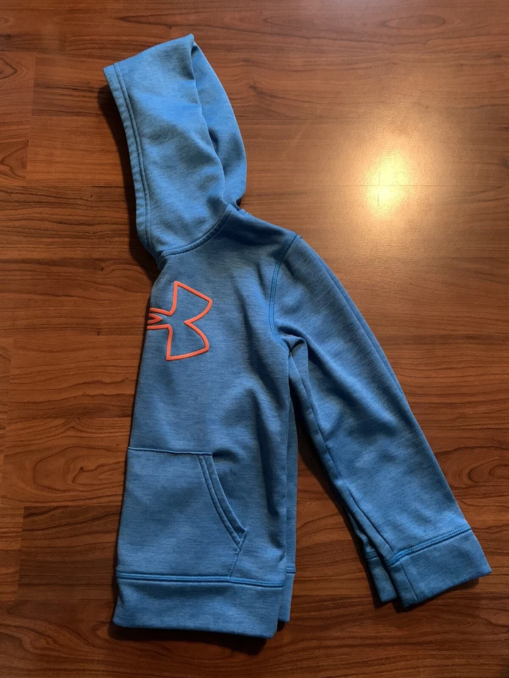 男孩 Under Armour 连帽衫蓝色和橙色 7 码 — 第 3/4 张图片